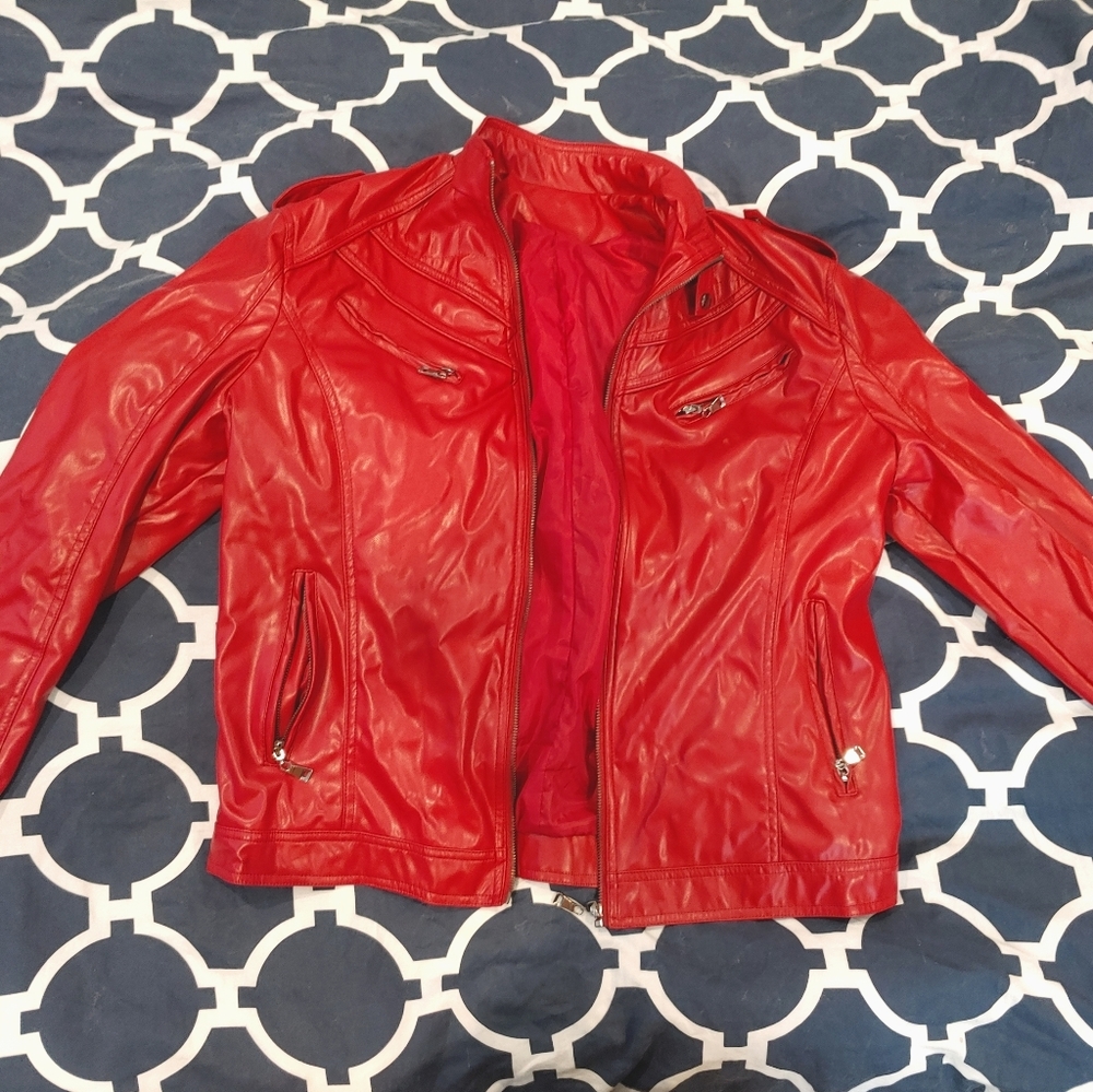 Red Vegan Leather Jacket